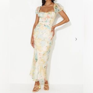 Floral Puff Sleeve Maxi Dress hello molly